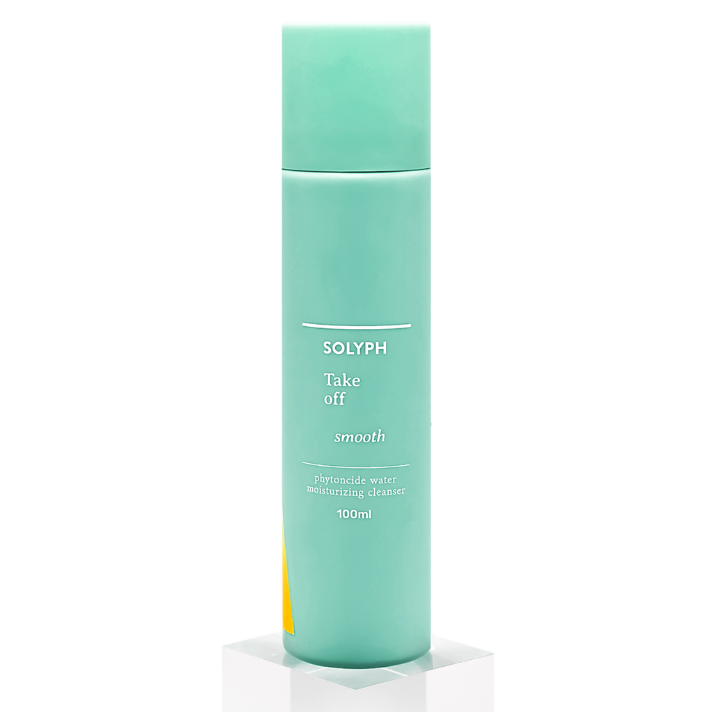 SOLYPH - Take Off Smooth, Moisturizing Cleanser. Take OFF impurities with phytoncide-filed water. Thoroughly cleanse away sweat, sebum and make-up gently all at once, without drying or irritating the skin. Put ON the goodness of the skin-loving ingredients to soothe and hydrate. Prevent skin damage from harmful particles in the environment for radiant and translucent skin.